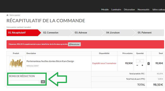comment ajouter code promo Kare
